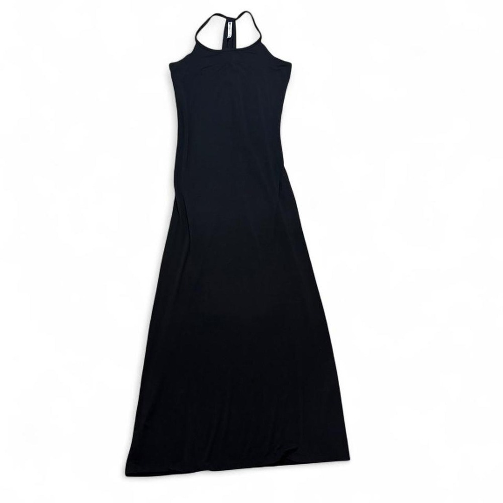 Fabletics Neema Maxi Dress Halter Athleisure Minimalist Soft Goth Black Size M